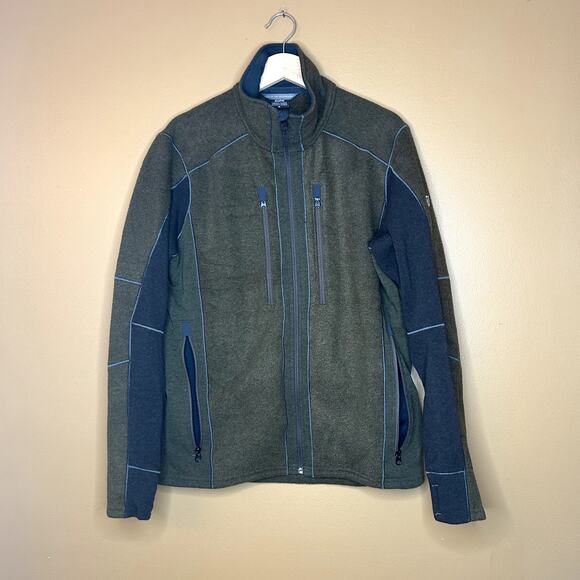 Modern Kuhl Fleece Zip-up Mens Lightweight Jacket Green and Grey - Picture 1 of 4